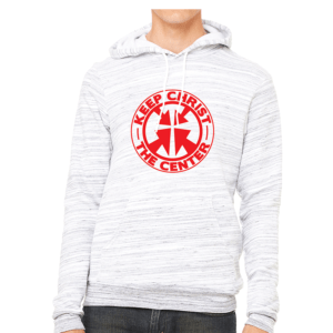 gray hoodie with red design keep Christ center